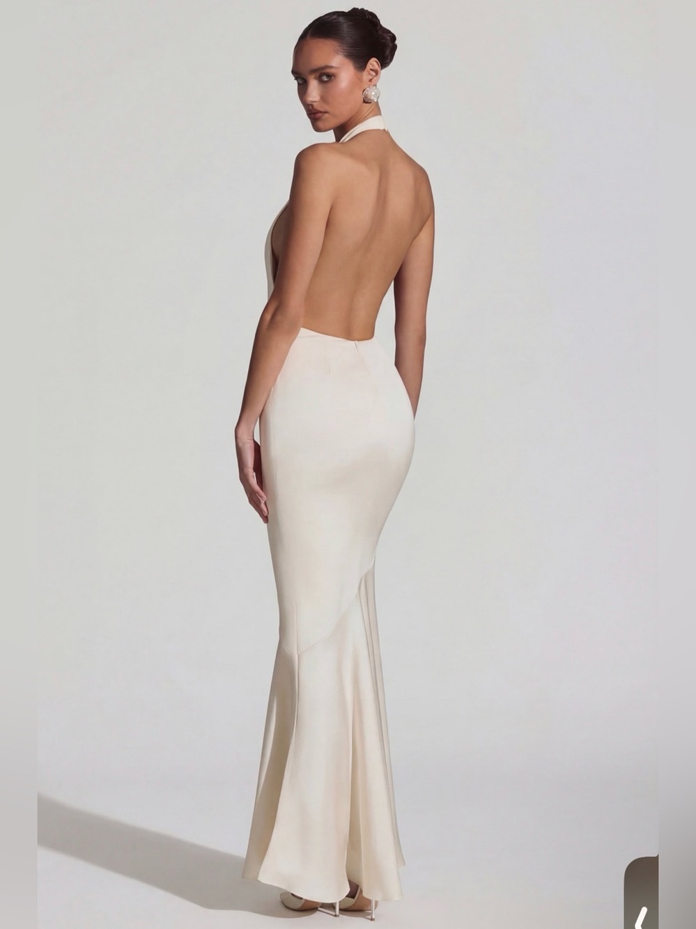 Oh Polly Backless Halter Neck Gown in Ivory - Picture 2 of 5